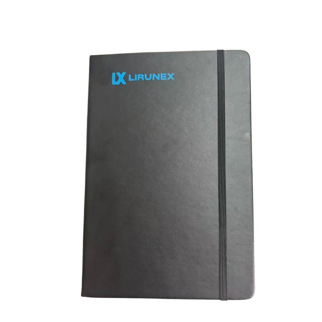 LX Lirunex 訂製 A5 PU 皮革筆記本，深色封面配熱壓 Logo，適合金融商務會議使用的高端禮品 - BeGiftHK