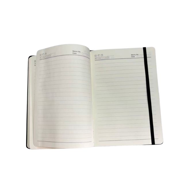 LX Lirunex 訂製 A5 PU 皮革筆記本，深色封面配熱壓 Logo，適合金融商務會議使用的高端禮品 內頁展示 - BeGiftHK