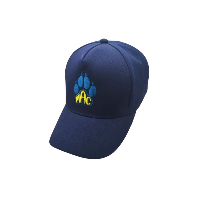 深藍色企業制服帽，採用吸濕排汗速乾布料，印有公司 Logo，適合前線員工佩戴 - BeGiftHK