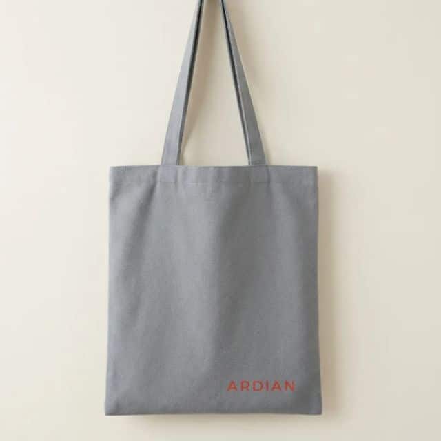 custom-corporate-pantone-color-12oz-canvas-tote-bag-ardian-case 企業專色帆布袋訂製_12oz灰色純棉商務ToteBag_ARDIAN金融機構極簡Logo環保水性絲印_高階ESG環保袋禮品
