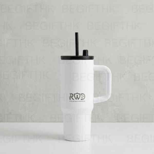 30oz 白色不銹鋼冰霸杯 香港企業商務訂製 BeGiftHK